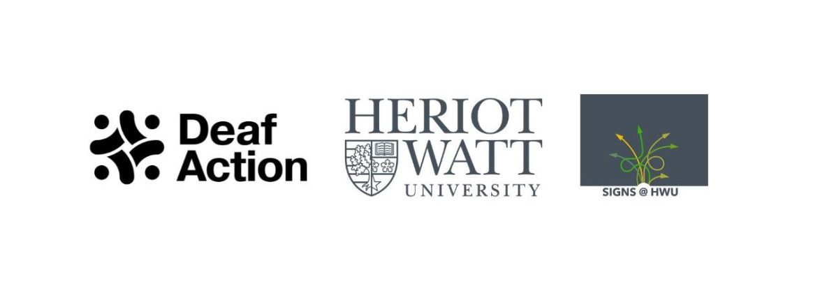 Deaf Action and Heriot Watt logosos